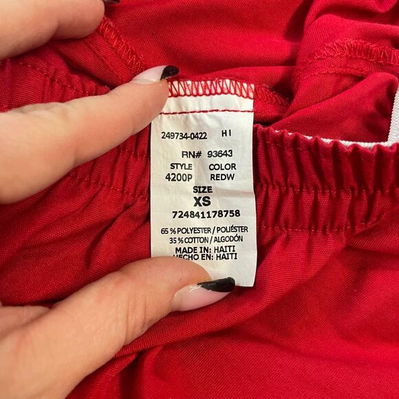 Cherokee Workwear Scrub Pants Women Size XS Red Pull On Elastic Waist Cargo - Picture 10 of 10